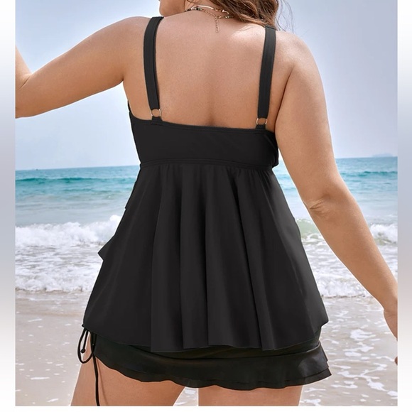 BloomChic Plus Size 2XL Knotted Front Ruffle Tiered Tankini Top us18-20 - Picture 2 of 5